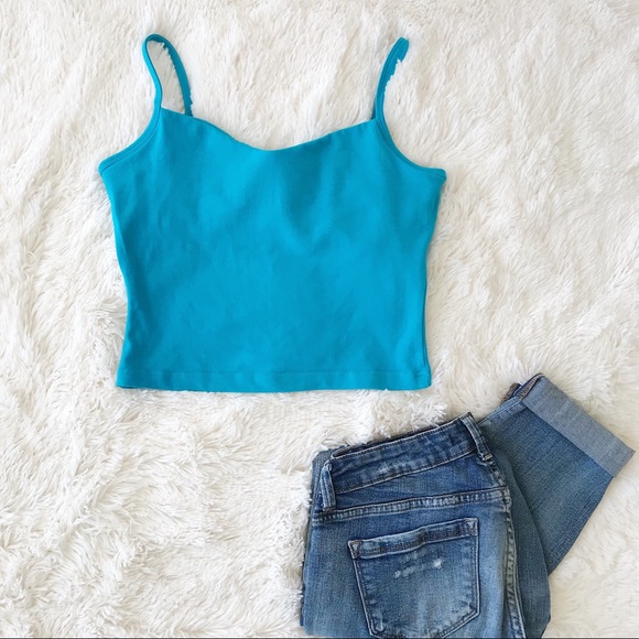 Moda International Tops - Moda International blue crop top built in bra